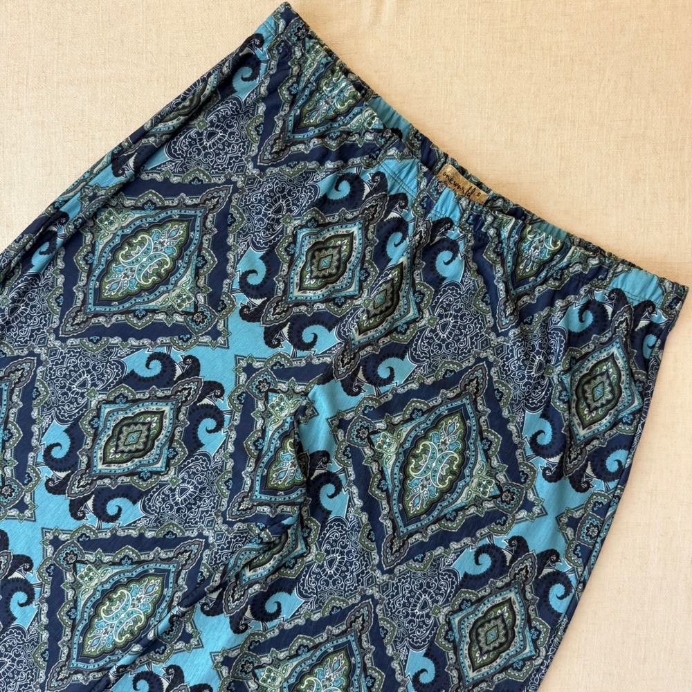 One World Live and Let Live‎ Teal Paisley Wide Leg Palazzo Pants Small - Picture 3 of 9